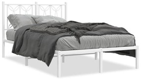 376174 vidaXL Cadru de pat metalic cu tăblie, alb, 120x190 cm