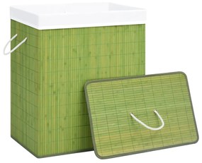 Cos de rufe din bambus, verde, 100 L 1, Verde, 52 x 32 x 62.5 cm