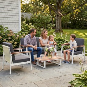 Outsunny Set Mobilier Grădină 4 Persoane: 2 Fotolii, Canapea, Măsuță | Aosom Romania