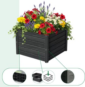 Strat înălțat BASE PLANT, 61x61x46cm, antracit Prosperplast