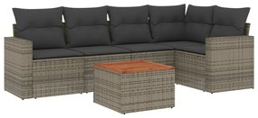 3256445 vidaXL Set mobilier grădină cu perne, 6 piese, gri, poliratan