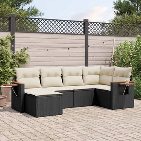 3259417 vidaXL Set mobilier de grădină cu perne, 6 piese, negru, poliratan