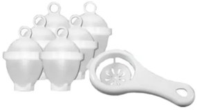 Pahare de fiert ouă fără coajă - set 6 buc + separator de gălbenuș de ou