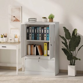 HOMCOM Dulap pentru Birou cu Raft Interior Reglabil și Sertar Alb | Aosom Romania