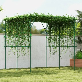 Outsunny Grilaj din oțel de introdus rezistent la rugină suport pentru plante cățărătoare spalier 223 x 223 x 223 cm arcadă pentru trandafiri Verde | Aosom Romania