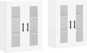 vidaXL Dulapuri montate pe perete, 2 buc, alb, lemn prelucrat