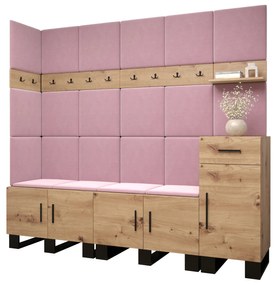 Set mobilier pentru hol Amanda 9 (Stejar artisan + roz). 1085930