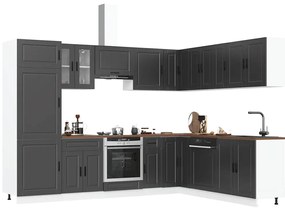 vidaXL Set dulap de bucătărie 14 piese „Porto” lemn negru prelucrat