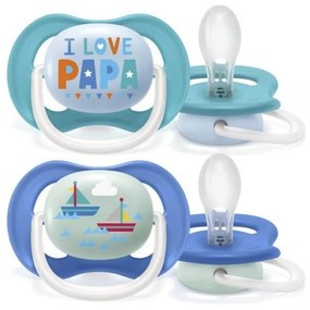 Suzeta Ultra Air Animals, 6-18m - I Love Papa Avent, albastra