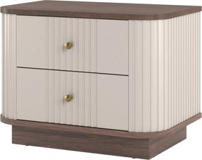 Set de noptiere Vesper 56 cm cu mânere aurii - culoare cașmir / nuc