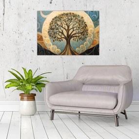 Tablou pe sticlă – Arborele vieții și spirale (70x50 cm)