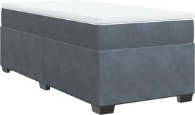 vidaXL Pat box spring cu saltea, gri închis, 100x200 cm, catifea