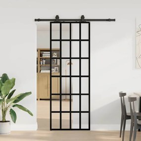 vidaXL Ușă glisantă cu set de feronerie neagră 76x205 cm Sticlă ESG