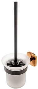 Perie wc cu suport FDesign Merida, sticla satinata, negru-aur roz - FDSFD6-MRD06-25