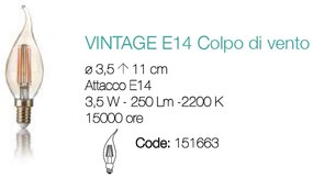 Bec LED VINTAGE E14 3.5W COLPO DI VENTO 151663