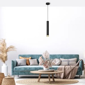 LED Lustră pe cablu TUBA 1xGU10/4,8W/230V neagră/aurie