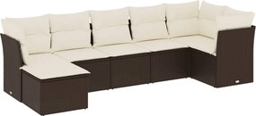 vidaXL Set canapele de grădină cu perne, 7 piese, maro, poliratan
