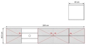 Comodă TV Asha suspendat 200 cm cu nișă - alb mat