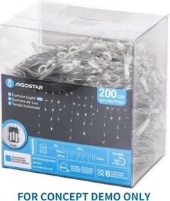 Aigostar - LED instalație de Crăciun pentru exterior 200xLED/8 funcții 13x0,4m IP44 multicolor