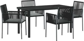 vidaXL Set de masă pentru grădină 5 pcs Negru Ratan PE