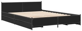 3279937 vidaXL Cadru de pat cu sertare, negru, 120x200 cm, lemn prelucrat