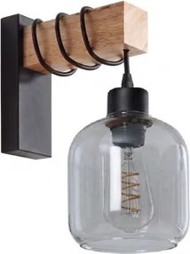 Brilagi - Aplica de perete WOOD GLASS 1xE27/60W/230V pin/negru/gri fumuriu