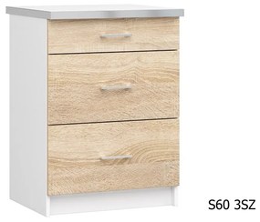 Supermobel Corp inferior bucătărie cu blat LIMA S60 3SZ, 60x85,5x46, sonoma/alb