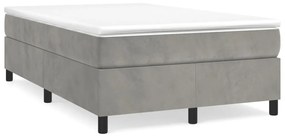 vidaXL Pat box spring cu saltea, gri deschis, 120x190 cm, catifea