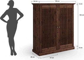 Bufet lemn masiv 2 usi Rosalia, 129 × 54 × 147 cm