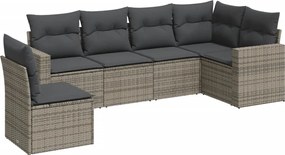 vidaXL Set mobilier grădină cu perne, 6 piese, gri, poliratan
