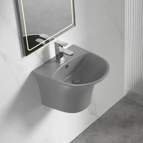 Lavoar suspendat Inter Ceramic oval gri mat 48.5 cm