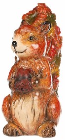Decorație de toamnă Veveriță cu alune, 12 x 7 x 13cm, ceramică