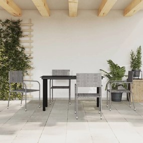 3203298 vidaXL Set mobilier de grădină, 5 piese, gri&negru, poliratan și oțel