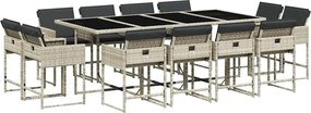 vidaXL Set mobilier de grădină cu perne 13 piese gri deschis poliratan