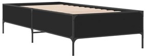 844986 vidaXL Cadru de pat, negru, 90x190 cm, lemn prelucrat și metal