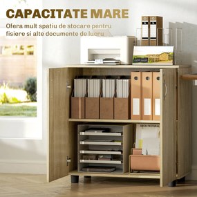 Vinsetto Dulap pentru documente cu încuietoare, 2 uși și raft intern, 80x40x80 cm, culoare stejar | Aosom Romania