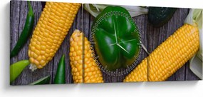Tablou cu legume (cu ceas) (90x30 cm)