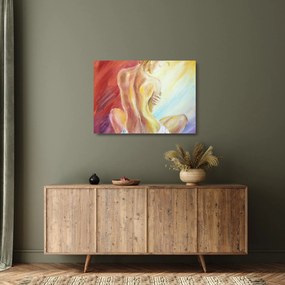 Tablou pe sticlă - Imaginea unei femei care se odihnește, pictură în ulei (70x50 cm)