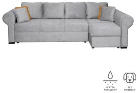 Coltar SEUL XL extensibil, cu arcuri si lada depozitare, colt dreapta, gri, 290x145x95 cm