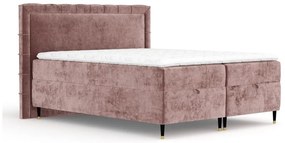 Pat boxspring roz cu spațiu de depozitare 200x200 cm Voyage – Maison de Rêve