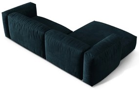 Colțar modular albastru închis cu tapițerie din catifea (cu colț pe partea stângă/cu șezlong) Martina – Micadoni