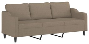 348968 vidaXL Canapea cu 3 locuri, taupe, 210 cm, material textil