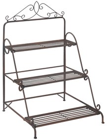 Jardiniera de Exterior Outsunny cu 3 Niveluri pentru Ornamente, Raft pentru Plante de Gradina din Metal, 60,5x59,5x95,5cm, Maro