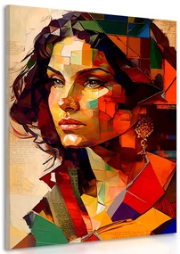 Tablou profilul femeii în design patchwork