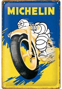 Placă metalică Michelin - Motorcycle Bibendum, (30 x 20 cm)