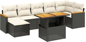 vidaXL Set mobilier de grădină cu perne, 8 piese, negru, poliratan