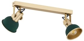 Aplica de perete / tavan cu 2 spoturi directionabile design modern Lenora auriu, verde