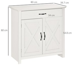 HOMCOM Bufet de Bucătărie cu Sertar 2 Uși și Raft Interior Mobilier Auxiliar Decorativ 80x39,7x80 cm Alb Spălat | Aosom Romania