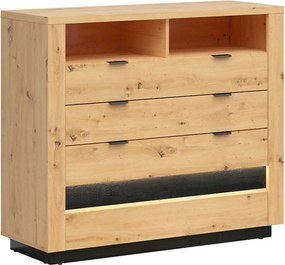 Comoda OSTIA, stejar artisan/negru, PAL, 117x42x101 cm