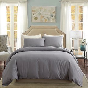 Lenjerie de pat matrimonial Premium Ranforce uni gri / 200x220 cm dimensiune standard